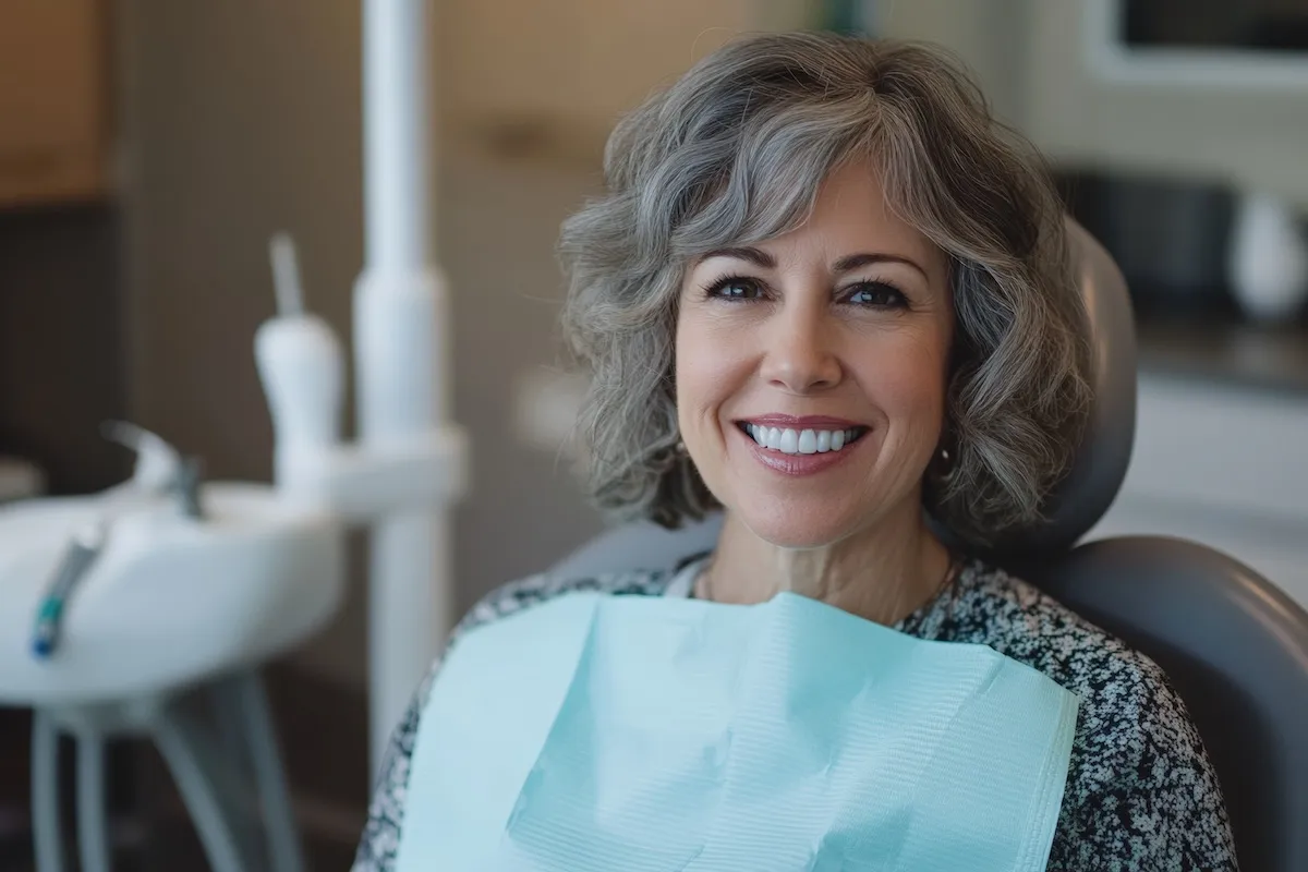 Patient smiling in the dental chair